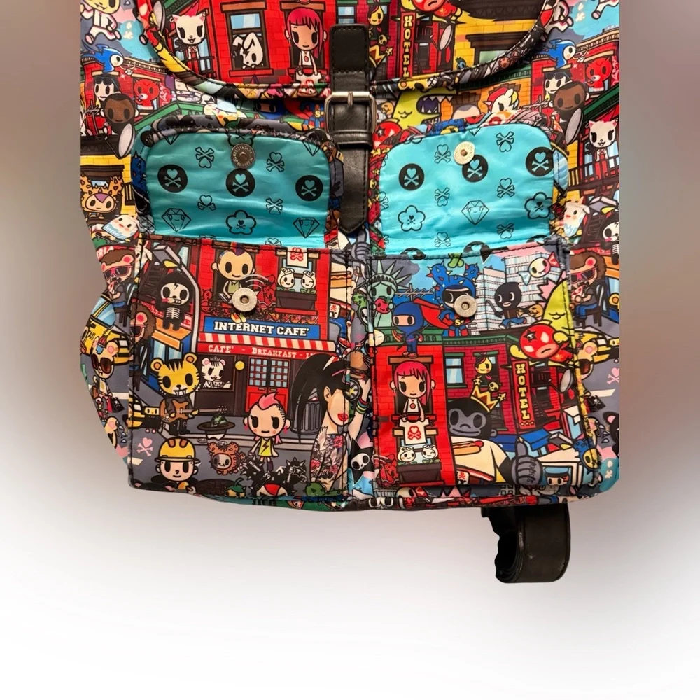 Tokidoki City Scene Backpack Multicolor Nylon Kawaii Bag Broken Zipper Read
